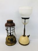 A VINTAGE TILLY LAMP AND 1 OTHER VINTAGE OIL LAMP