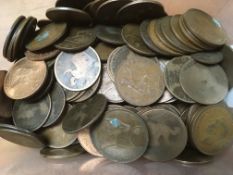 TRAY OF OLD PENNIES AND FEW OTHER COINS, MANY VICTORIAN,