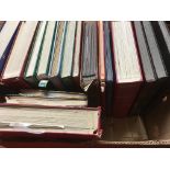 BOX WITH EXTENSIVE ALL WORLD STAMP COLLECTIONS IN SEVENTEEN STOCKBOOKS,