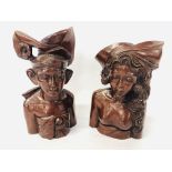 2 HAND CARVED HARDWOOD BALI BUSTS