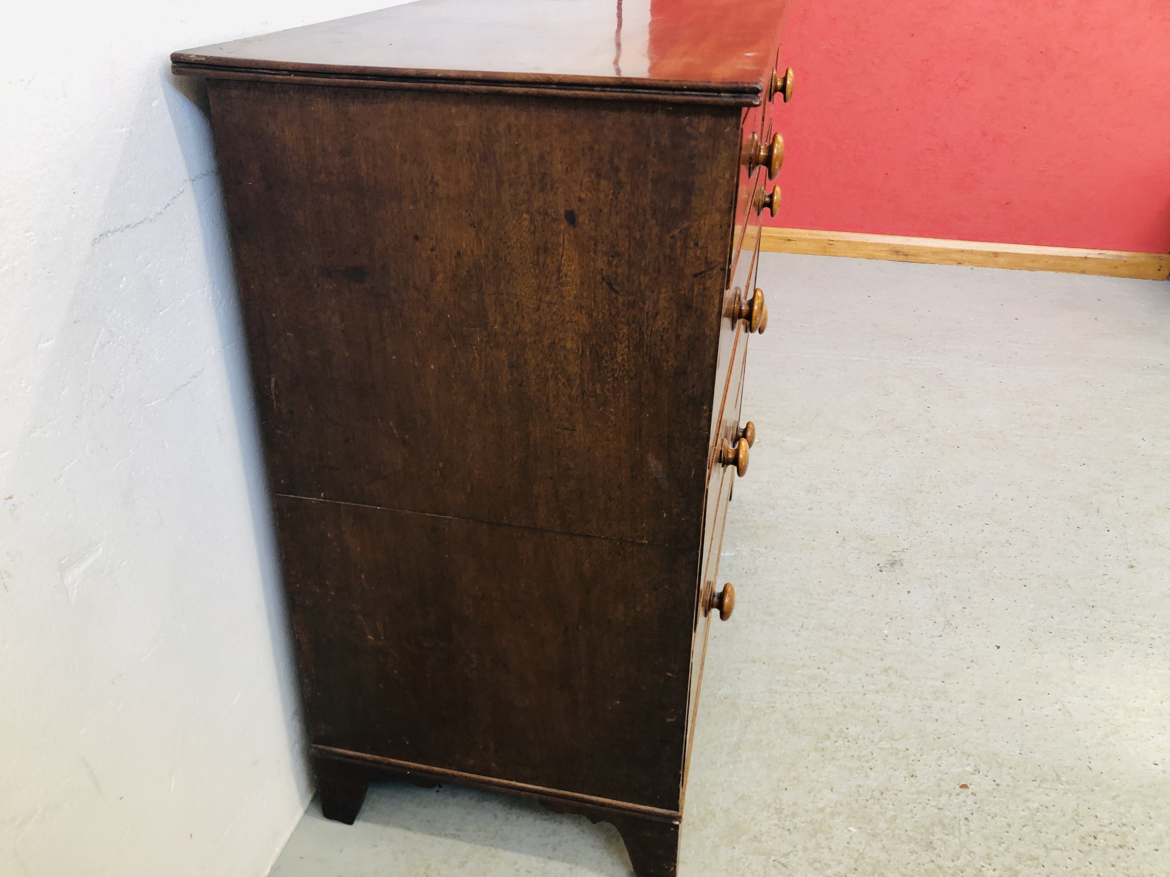 VICTORIAN MAHOGANY 2 OVER 3 DRAWER CHEST W 110CM, D 54CM, - Image 4 of 6