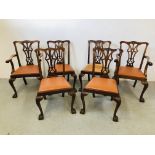 SET OF 6 MAHOGANY DINING CHAIRS (4 SIDE,