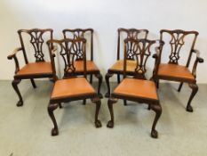 SET OF 6 MAHOGANY DINING CHAIRS (4 SIDE,