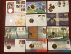 A COLLECTION OF GB AND AUSTRALIAN COIN COVERS, 1973 EEC STERLING SILVER MEDALLION COVER, ETC.