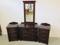 MODERN MAHOGANY FINISH 2 OVER 2 DRAWER CHEST - W 84CM. H 80CM. D 46CM.