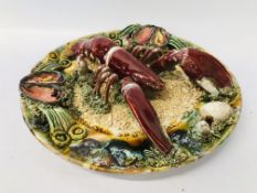 VINTAGE MAJOLICA LOBSTER PLATE D 33CM