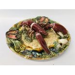 VINTAGE MAJOLICA LOBSTER PLATE D 33CM