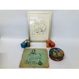 DISNEY: ALICE IN WONDERLAND FRAMED DRAFT BY SID STONE CIRCA 1944, DISNEY ADVENTURE RECORDS,