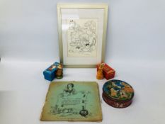 DISNEY: ALICE IN WONDERLAND FRAMED DRAFT BY SID STONE CIRCA 1944, DISNEY ADVENTURE RECORDS,