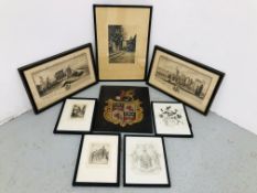 2 X FRAMED LOCAL BOOK PLATE ETCHINGS "THE EAST VIEW OF CASTLE ACRE PRIORY,