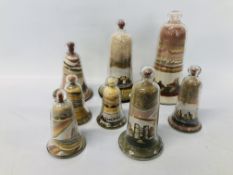 A COLLECTION OF 8 VICTORIAN ALUM BAY (ISLE OF WIGHT) SAND BELLS