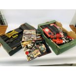 2 BOXES CONTAINING VARIOUS SCALEXTRIC TRACK AND ACCESSORIES - SOLD AS SEEN