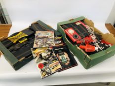 2 BOXES CONTAINING VARIOUS SCALEXTRIC TRACK AND ACCESSORIES - SOLD AS SEEN