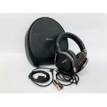 A PAIR OF SONY MDR-IRNC NOISE CANCELLING HEADPHONES IN TRANSIT CASE - SOLD AS SEEN