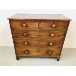 VICTORIAN MAHOGANY 2 OVER 3 DRAWER CHEST W 110CM, D 54CM,