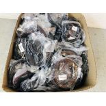 BOX CONTAINING LARGE QUANTITY OF FASHION BELLS TO INCLUDE MANY LEATHER