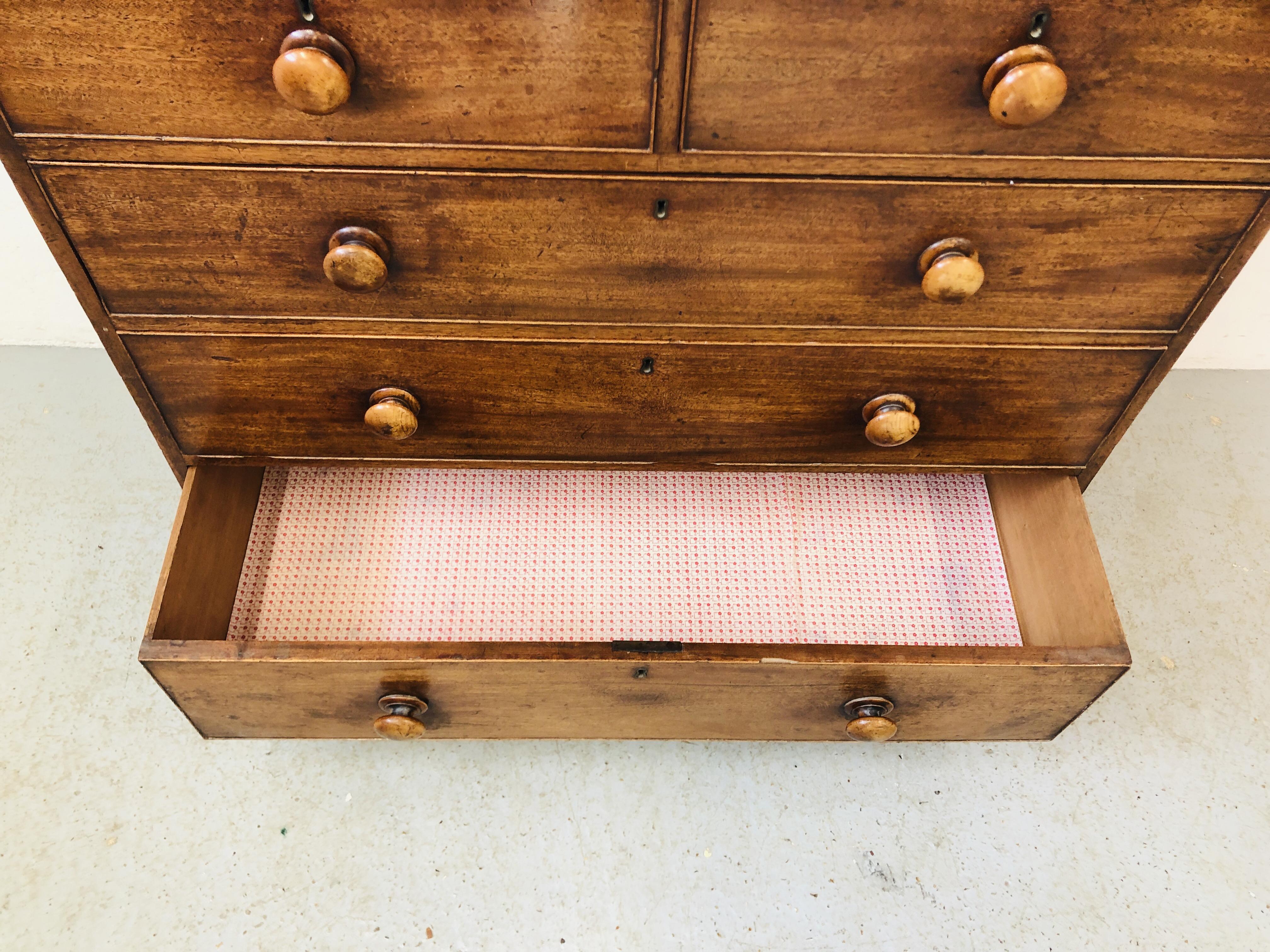 VICTORIAN MAHOGANY 2 OVER 3 DRAWER CHEST W 110CM, D 54CM, - Image 6 of 6