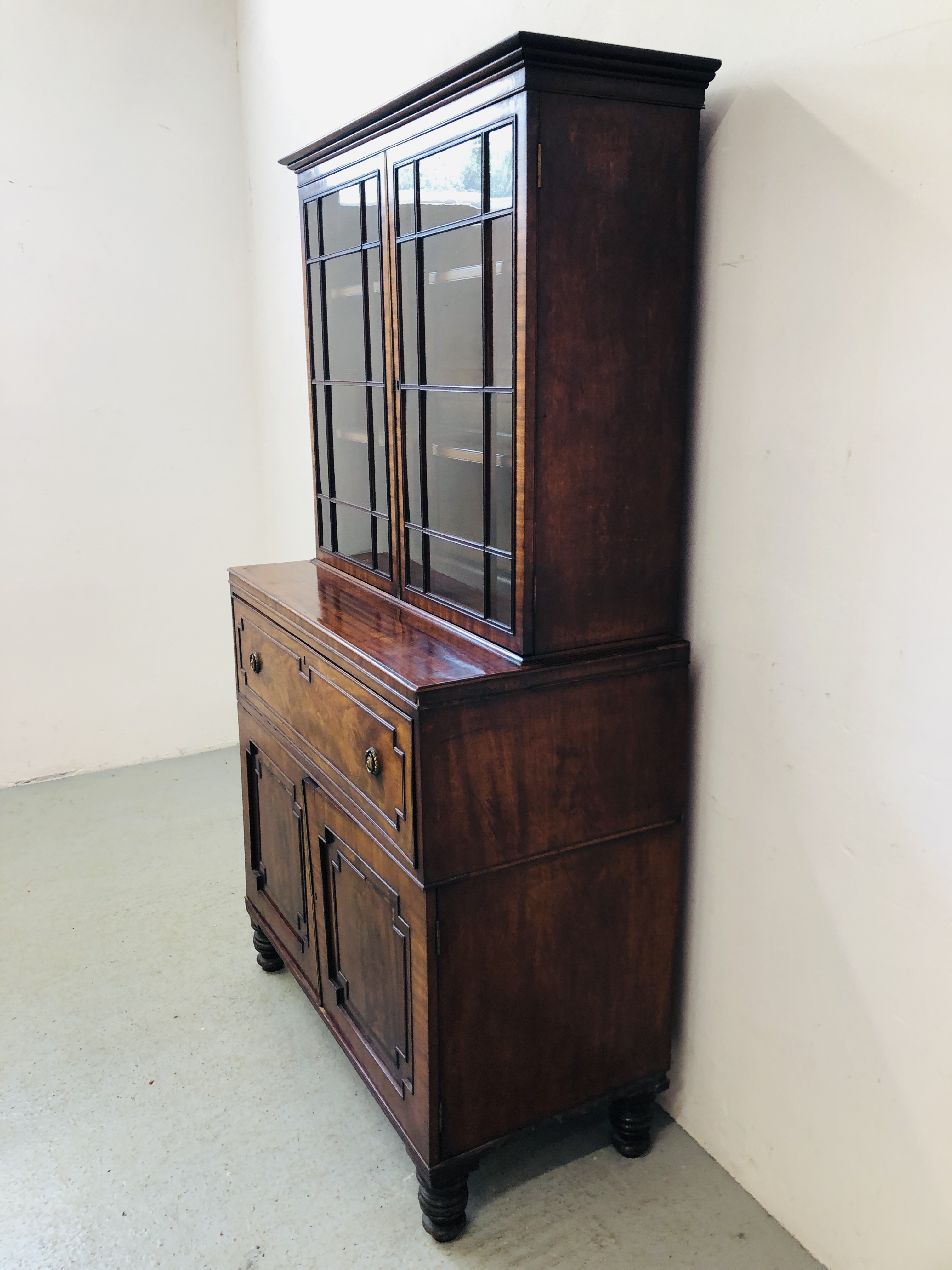 GEORGIAN MAHOGANY SECRETIAIRE BOOK CASE W 107CM, D 53CM, - Image 7 of 15