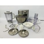 A KENWOOD FOOD MIXER/PROCESSOR WITH A RANGE OF ACCESSORIES - SOLD AS SEEN