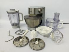 A KENWOOD FOOD MIXER/PROCESSOR WITH A RANGE OF ACCESSORIES - SOLD AS SEEN