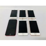 6 X APPLE IPHONE 8 - 1 A/F - ICLOUD LOCKED - SPARES & REPAIRS ONLY - SOLD AS SEEN