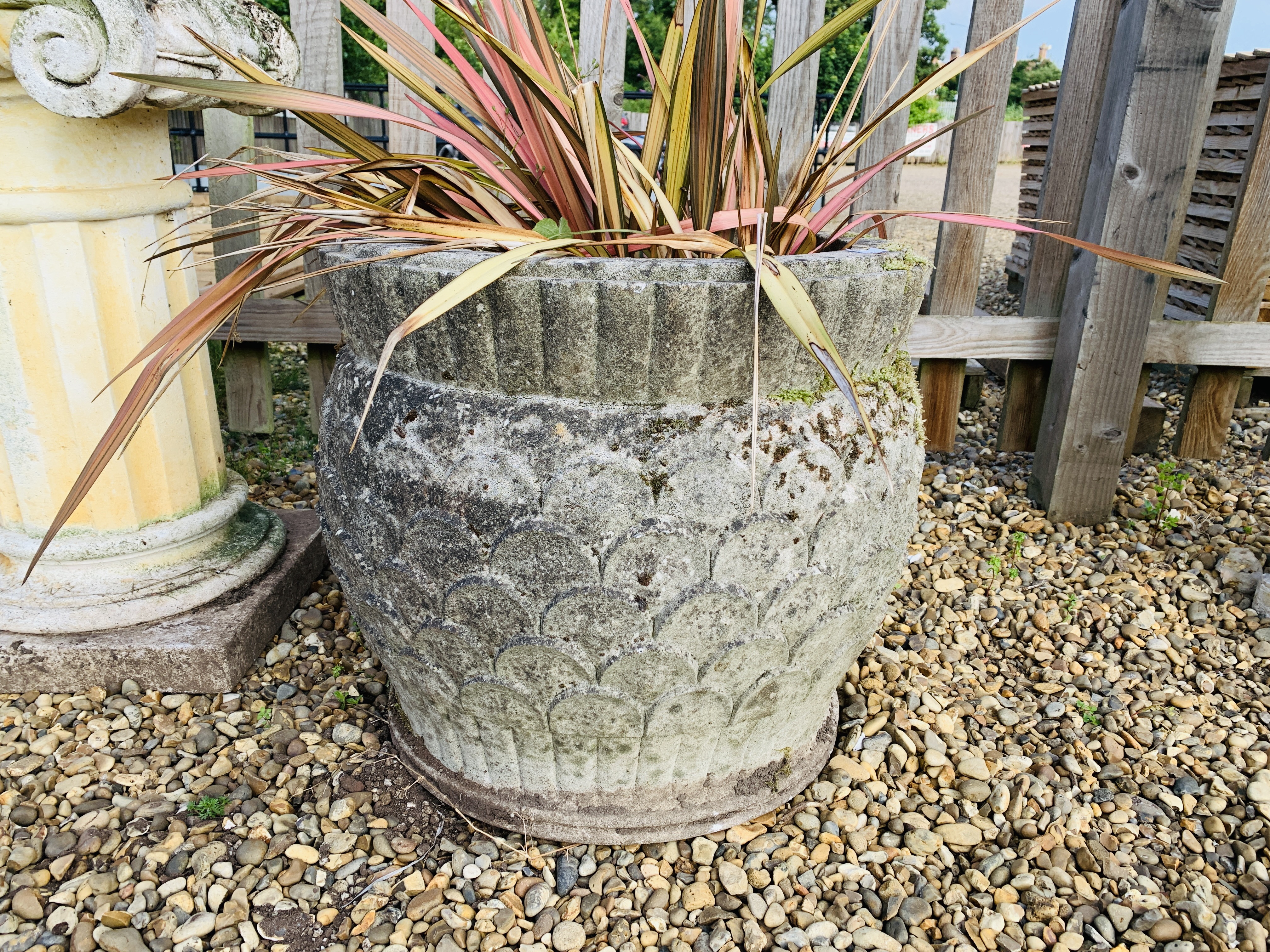 A LARGE STONEWORK GARDEN PLANTER, HEIGHT 53CM, - Image 3 of 3