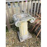 A STONEWORK CORINTHIAN PEDESTAL STAND,