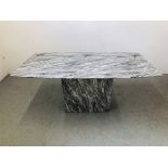 A MODERN DESIGNER MARBLE DINING TABLE ON SINGLE PEDESTAL