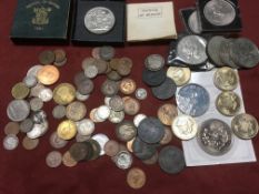 TUB OF MIXED COINS, FEW SILVER, 1986 £2 (5),