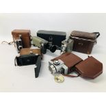 COLLECTION OF 5 CASED VINTAGE FILM CAMERA'S TO INCLUDE DEJUR EMBASSY NIZO HELIOMATIC (A/F),