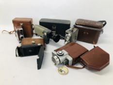 COLLECTION OF 5 CASED VINTAGE FILM CAMERA'S TO INCLUDE DEJUR EMBASSY NIZO HELIOMATIC (A/F),