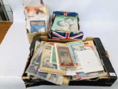 3 X BOXES OF VINTAGE EPHEMERA TO INCLUDE MAPS, MECCANO,