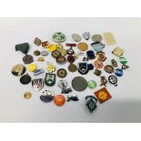 BOX OF ASSORTED VINTAGE MAINLY ENAMALED BADGES AND MEDALS