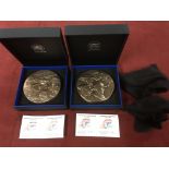 MONNAIE DE PARIS 2017 AND 2018 GREAT WAR CENTENARY MEDALLIONS IN CASES,