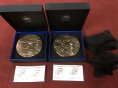 MONNAIE DE PARIS 2017 AND 2018 GREAT WAR CENTENARY MEDALLIONS IN CASES,