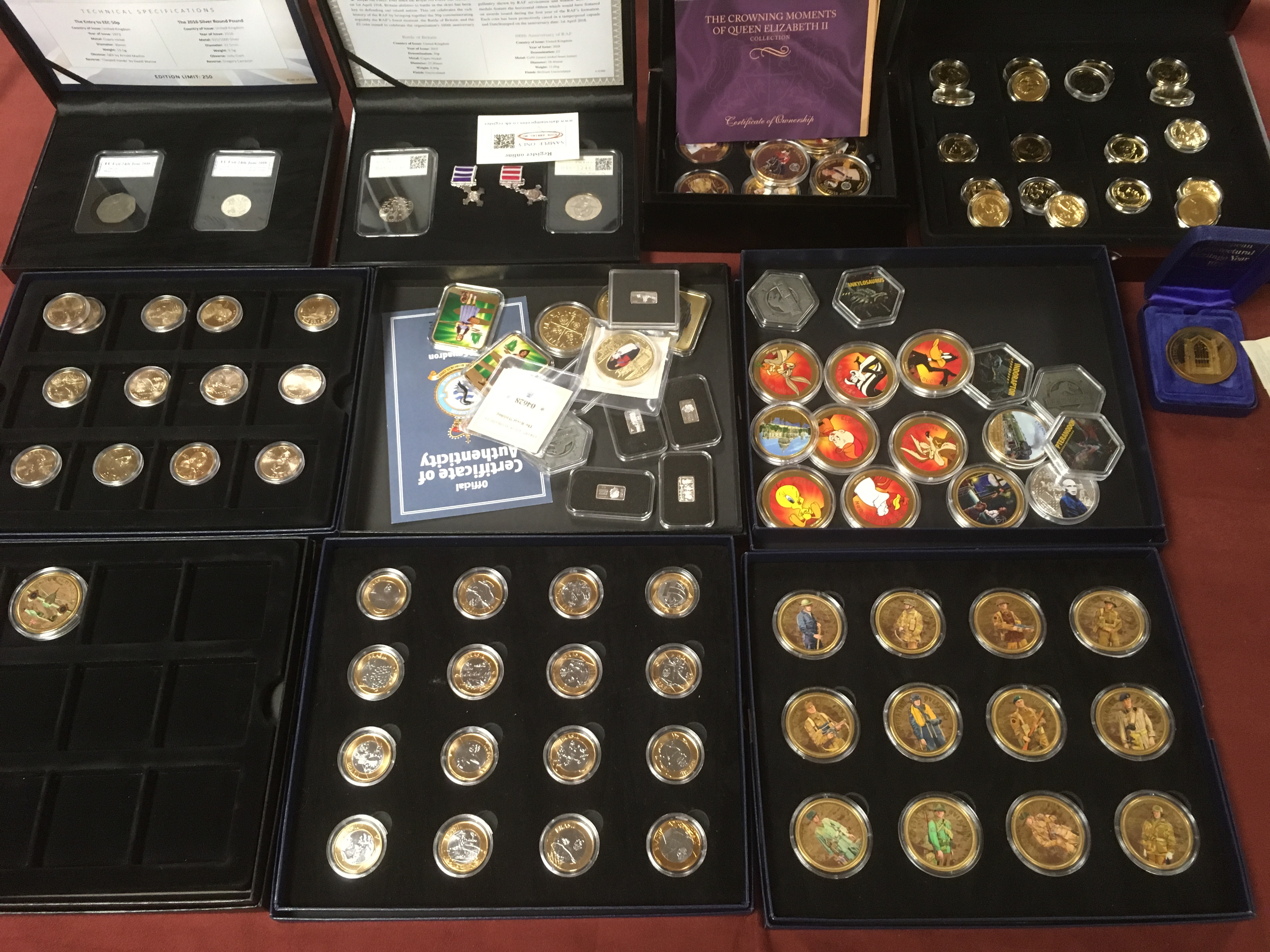 BOX OF WESTMINSTER AND OTHER COIN PART SETS AND ODDMENTS INCLUDING USA GOLD PLATED PRESIDENTIAL