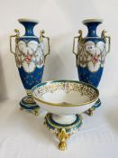 A PAIR OF JAPANESE NORITAKO VASES DECORATED IN SEVRES STYLE A/F,