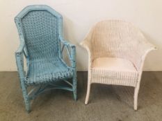 2 X VINTAGE LLOYD LOOM STYLE BEDROOM CHAIRS,