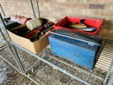 QUANTITY OF SHED SUNDRIES AND TOOLS TO INCLUDE WOODWORKING