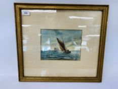 FRAMED WATERCOLOUR "SAILING VESSELS AT SEA" BEARING SIGNATURE H. SPRAKE, 1900 16 X 21CM APPROX.