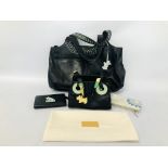 BLACK LEATHER HANDBAG MARKED RADLEY,