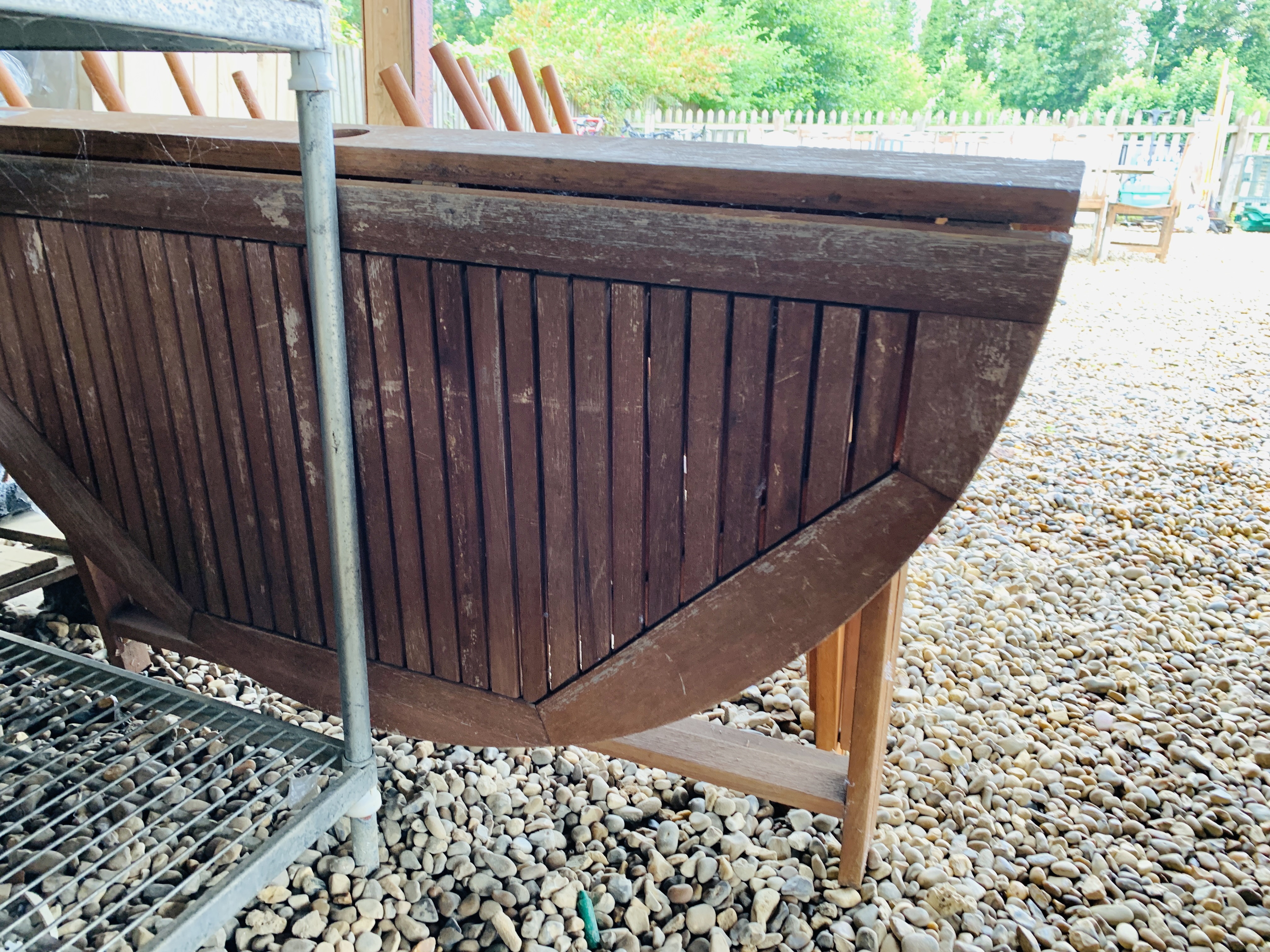 A TEAK FOLDING GARDEN TABLE, - Image 2 of 2