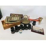 QUANTITY OF ASSORTED COLLECTABLE'S TO INCLUDE BRASS DISH, PEWTER MUG, ENAMELLED TRINKET BOX,