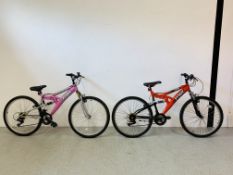 TRAX FULL SUSPENSION BIKE 18 SPEED BOY'S BIKE + TRAX FULL SUSPENSION BIKE 18 SPEED GIRL'S BIKE