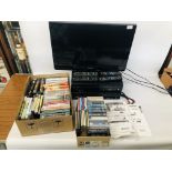 PANASONIC 24" TV WITH REMOTE ALONG WITH 2 PANASONIC DVD / VHS PLAYER AND QUANTITY DVD'S & CD'S -