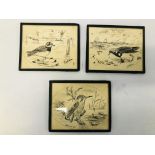 3 X FRAMED PEN & INK SKETCHES TO INCLUDE A KINGFISHER BEARING SIGNATURE A. PATTERSON - H 13CM.