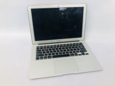 APPLE MACBOOK AIR LAPTOP COMPUTER MODEL A1466 (NO CHARGER) (S/N C17NGRU9G085) - SOLD AS SEEN