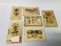 6 X ANTIQUE SILK EMBROIDERED CARDS AND POSTCARDS