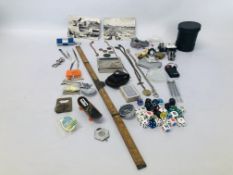 BOX OF MISCELLANEOUS ITEMS TO INCLUDE COMPASS,