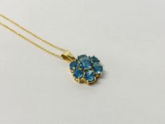 14CT GOLD BLUE TOPAZ PENDANT AND CHAIN